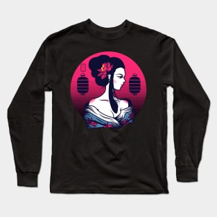 Geisha Lotus Long Sleeve T-Shirt